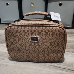 GUESS Tan Monogram Toiletry Bag